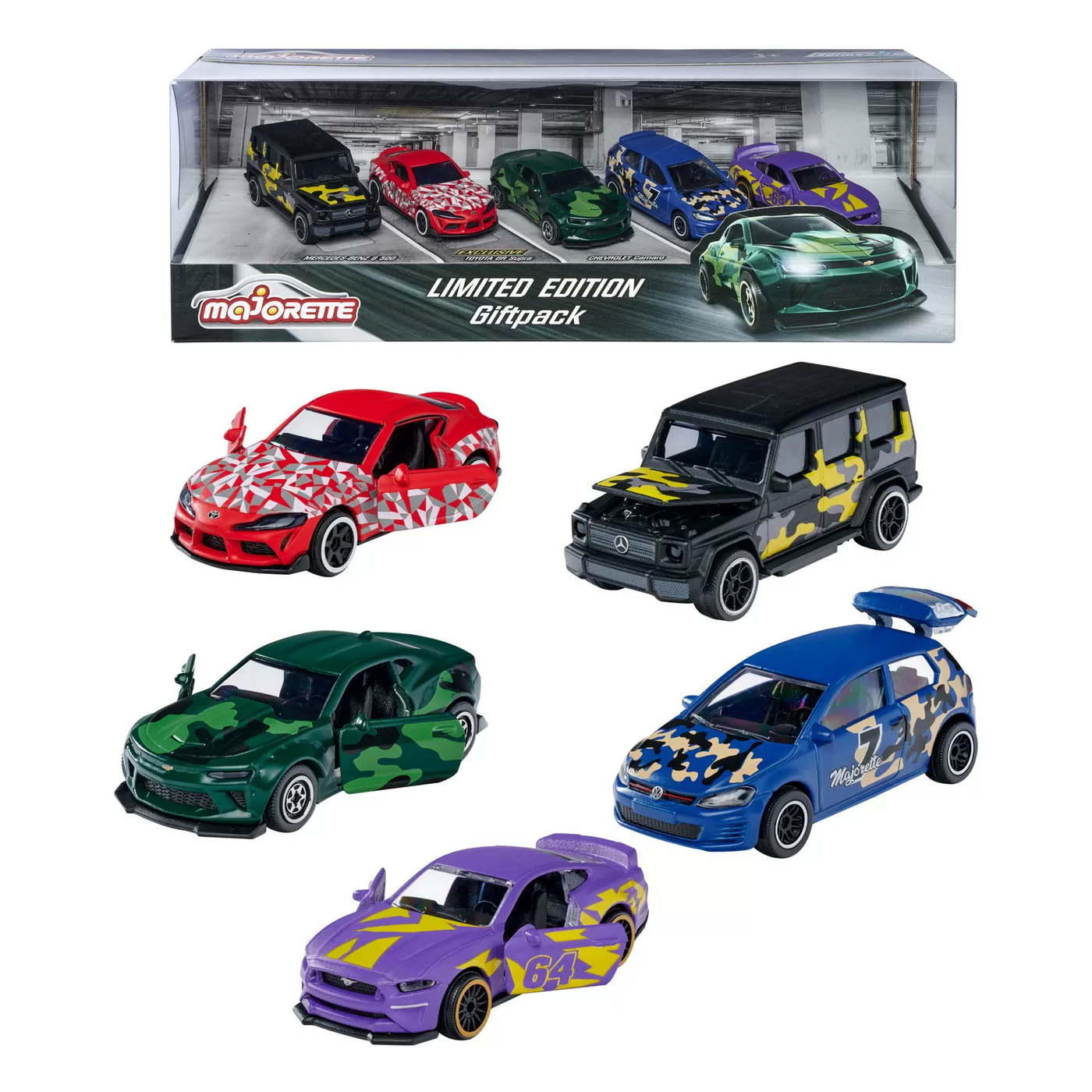 MAJORETTE SET 5 MASINUTE DIN METAL EDITIE LIMITATA CAMUFLAJ 7.5CM