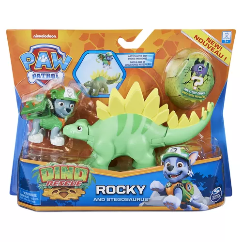 PATRULA CATELUSILOR SET FIGURINA CATELUS ROCKY SI DINOZAUR STEGOSAURUS