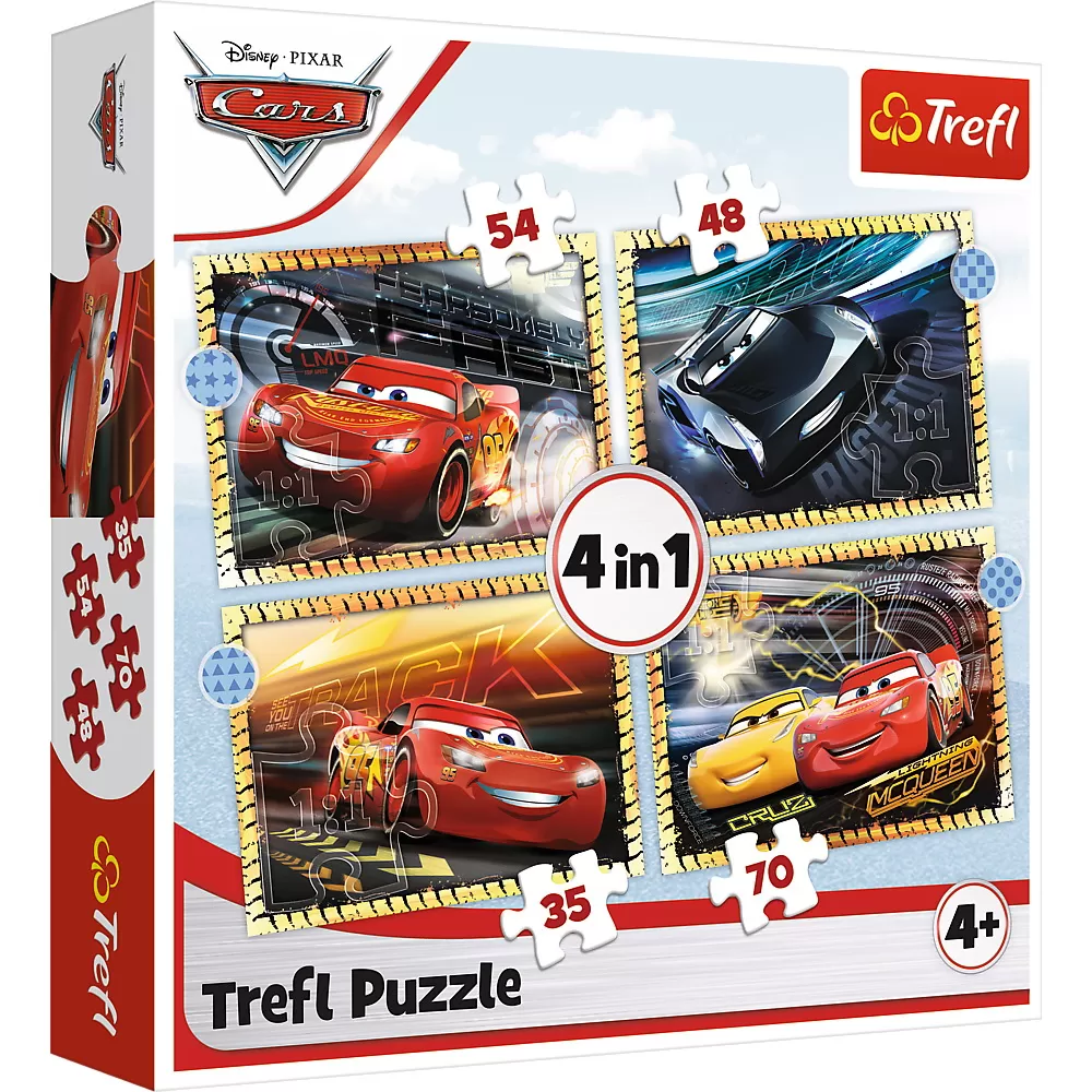 PUZZLE 4IN1 CARS – PE LOCURI, FITI FATA, START