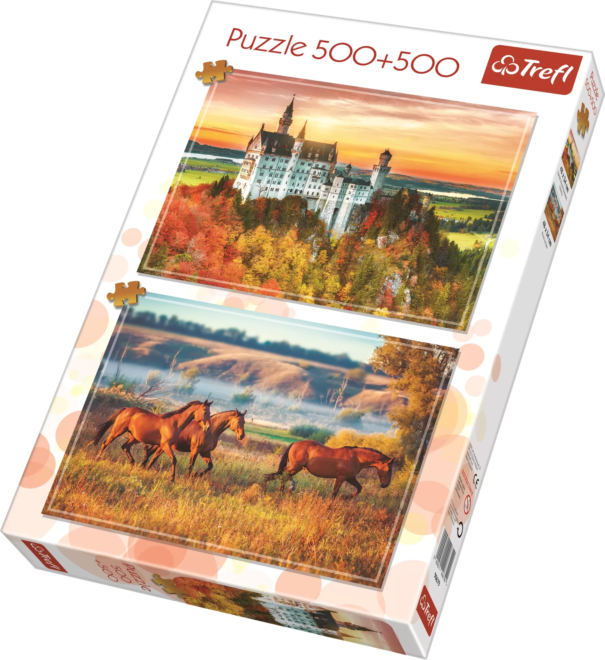 PUZZLE TREFL 500 SI 500 CAI SALBATICI SI CASTELUL NEUSCHWANSTEIN