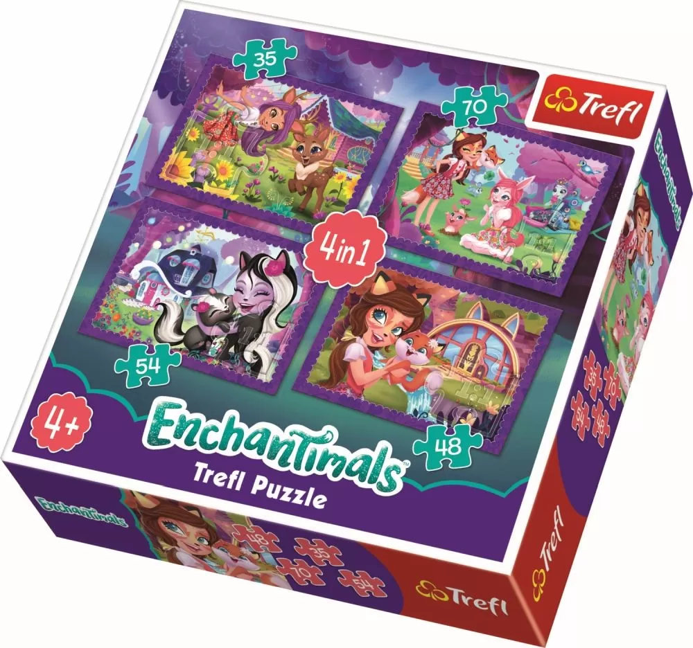 PUZZLE TREFL 4IN1 ENCHANTIMALS DISTRACTIE IN PADURE