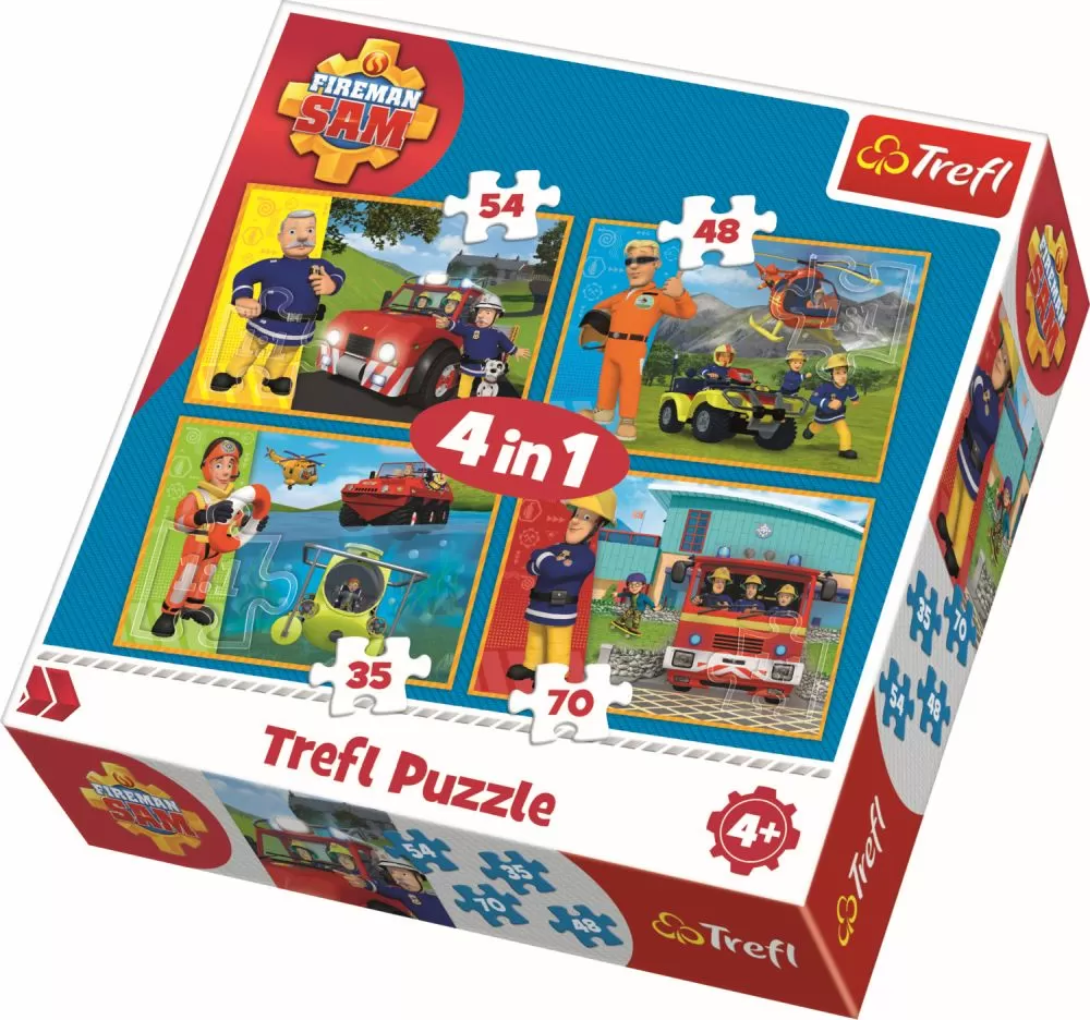 PUZZLE TREFL 4IN1 POMPIERUL SAM IN ACTIUNE