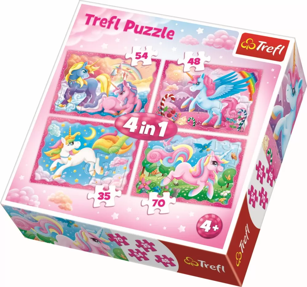 PUZZLE TREFL 4IN1 LUMEA MINUNATA A UNICORNILOR