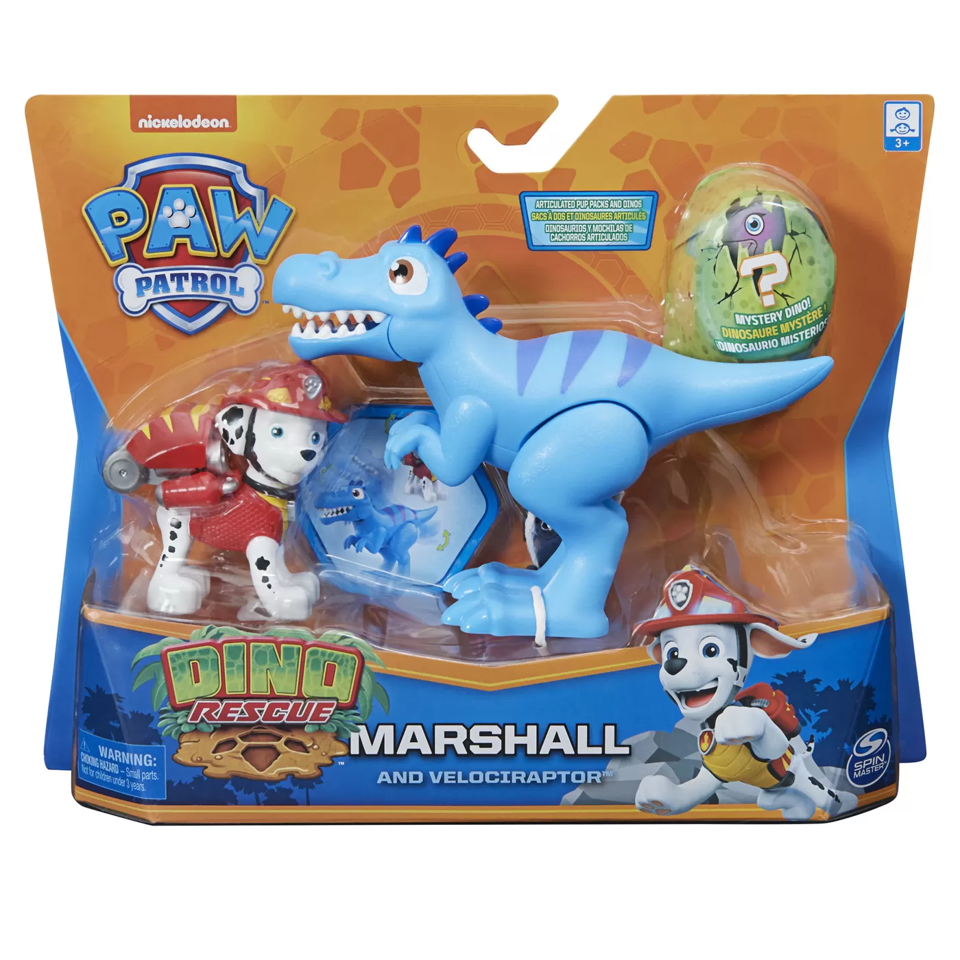PATRULA CATELUSILOR SET FIGURINA CATELUS MARSHALL SI DINOZAUR VELOCIPTOR