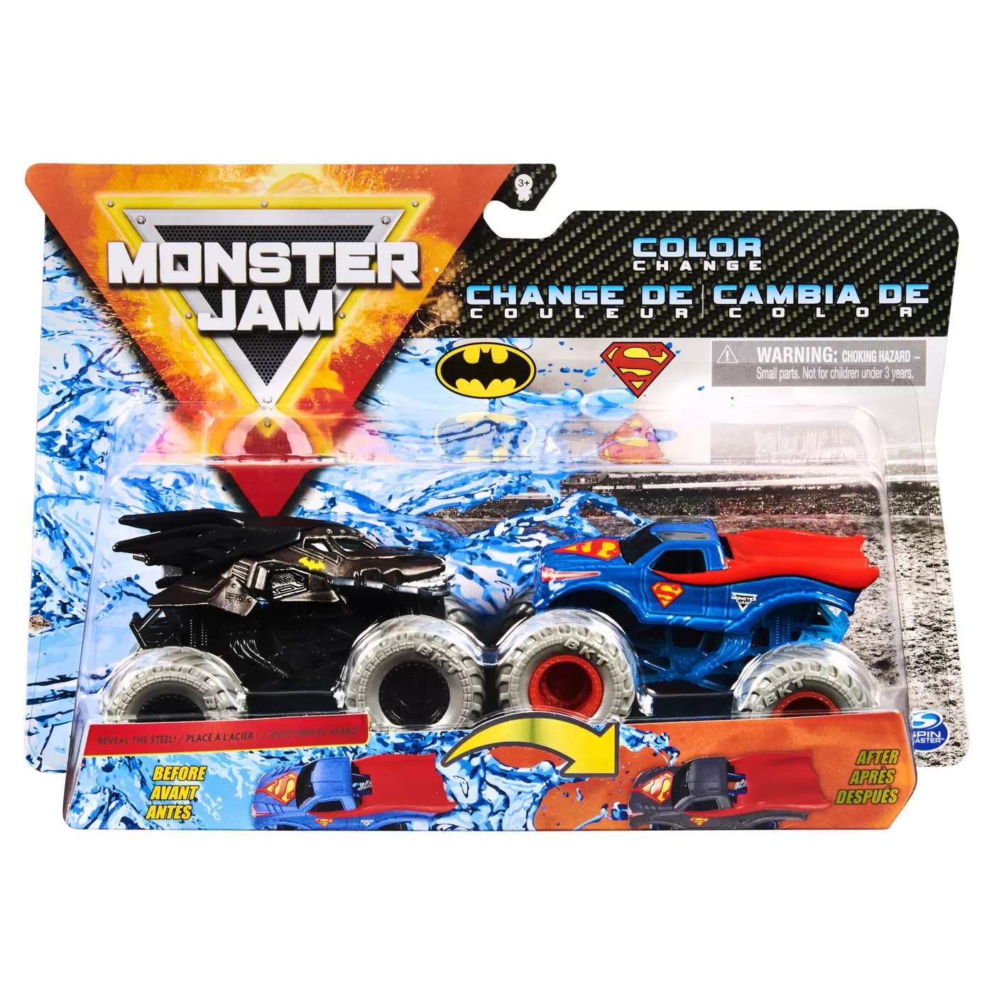 MONSTER JAM SET 2 MASINUTE BATMAN SI SUPERMAN COLOR CHANGE
