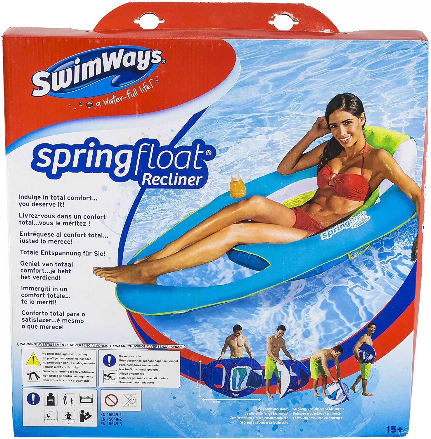 SWIMWAYS SEZLONG PLUTITOR RECLINER CU SPATAR SI SUPORT PAHARE