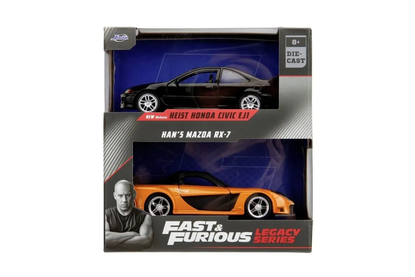 JADA FAST AND FURIOUS SET 2 MASINUTE METALICE HONDA CIVIC COUPE SI MAZDA RX 7 SCARA 1 LA 32