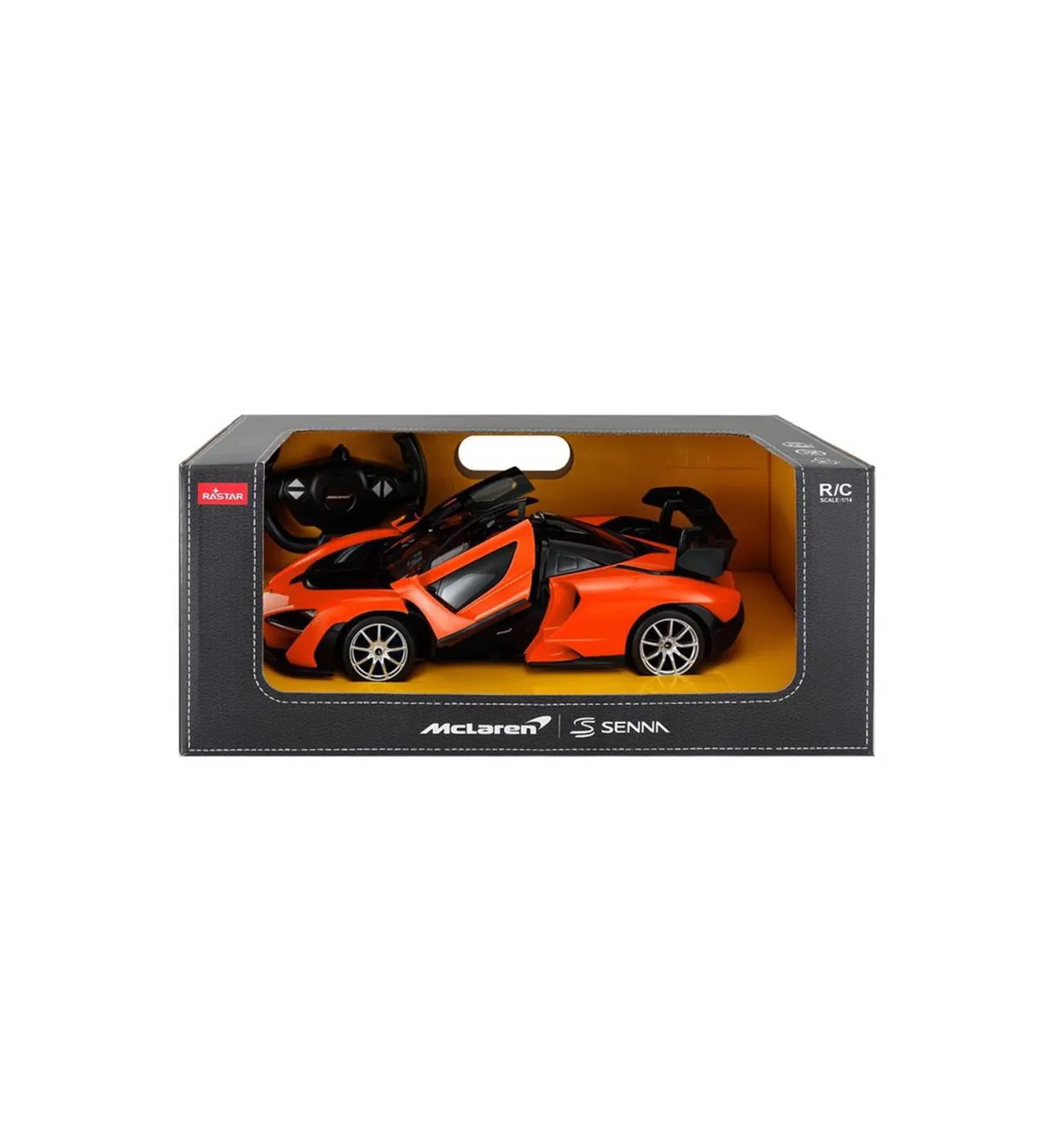 MASINA CU TELECOMANDA McLAREN SENNA PORTOCALIU CU SCARA 1 LA 14