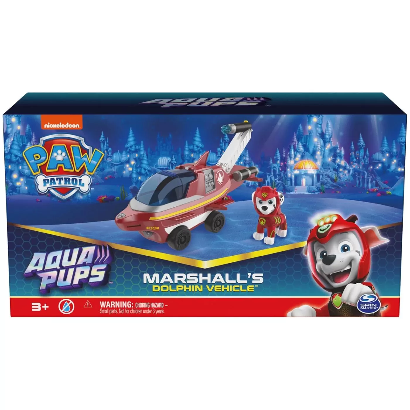 PATRULA CATELUSILOR AQUA PUPS MARSHALL SI VEHICULUL DE SALVARE DOLPHIN