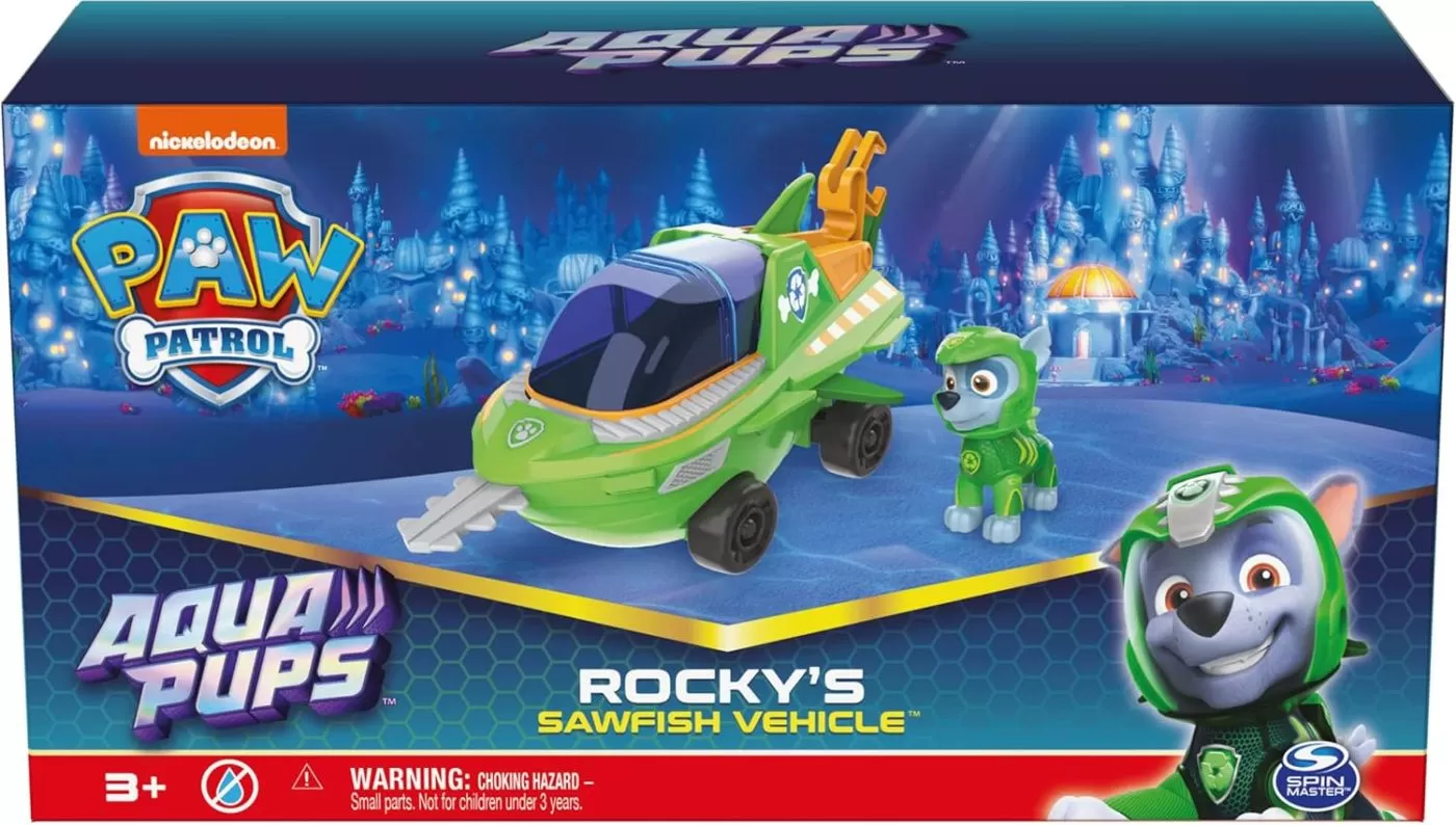 PATRULA CATELUSILOR AQUA PUPS ROCKY SI VEHICULUL DE SALVARE SAWFISH
