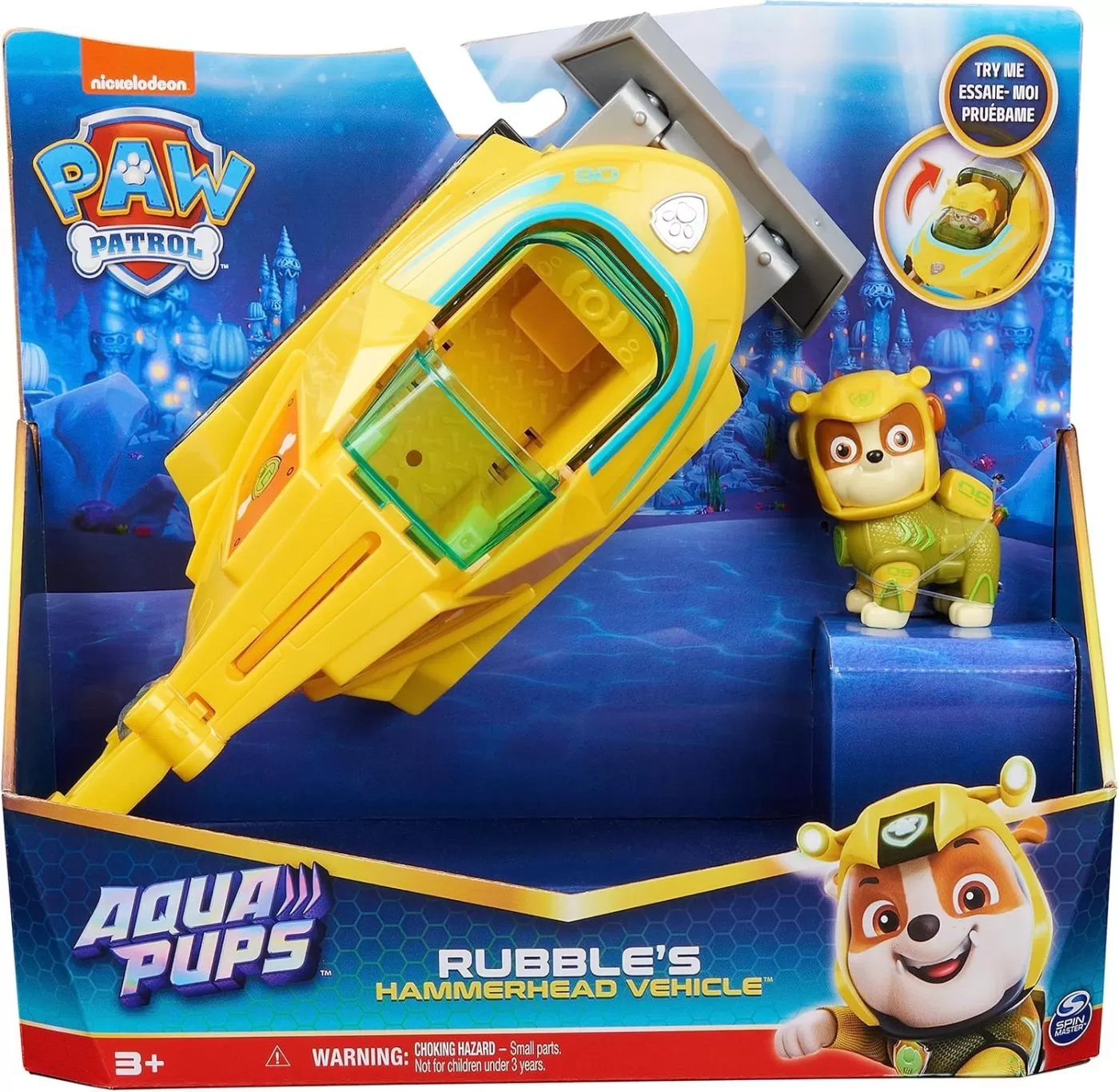 PATRULA CATELUSILOR AQUA PUPS RUBBLE SI VEHICULUL DE SALVARE RECHINUL CIOCAN