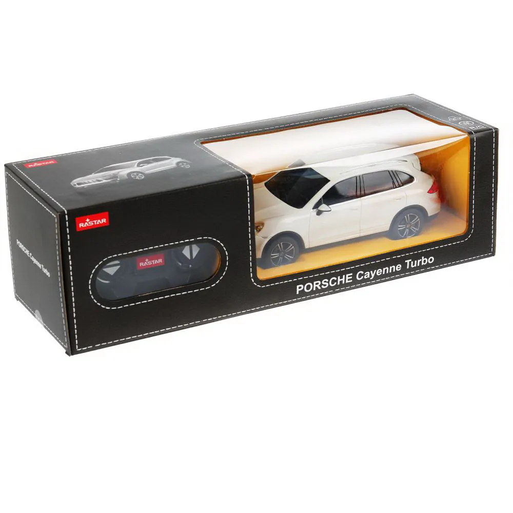 MASINA CU TELECOMANDA PORSCHE CAYENNE TURBO ALB CU SCARA 1 LA 24