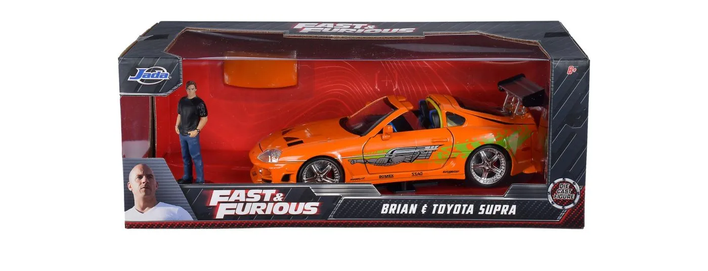 JADA FAST AND FURIOUS SET FIGURINA BRIAN SI MASINUTA METALICA TOYOTA SUPRA 1 LA 24