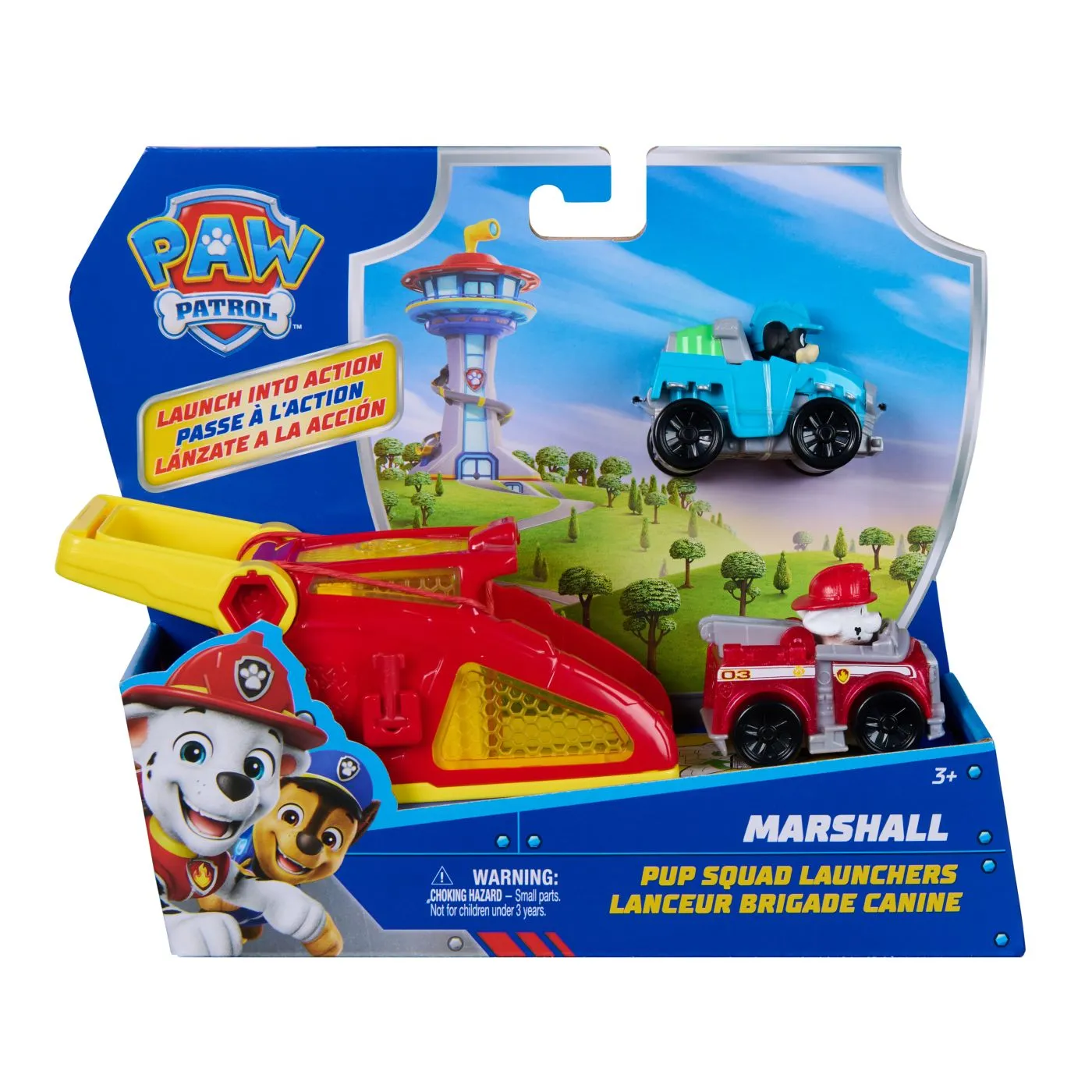 PATRULA CATELUSILOR SET FIGURINA MARSHALL SI VEHICUL CU LANSATOR
