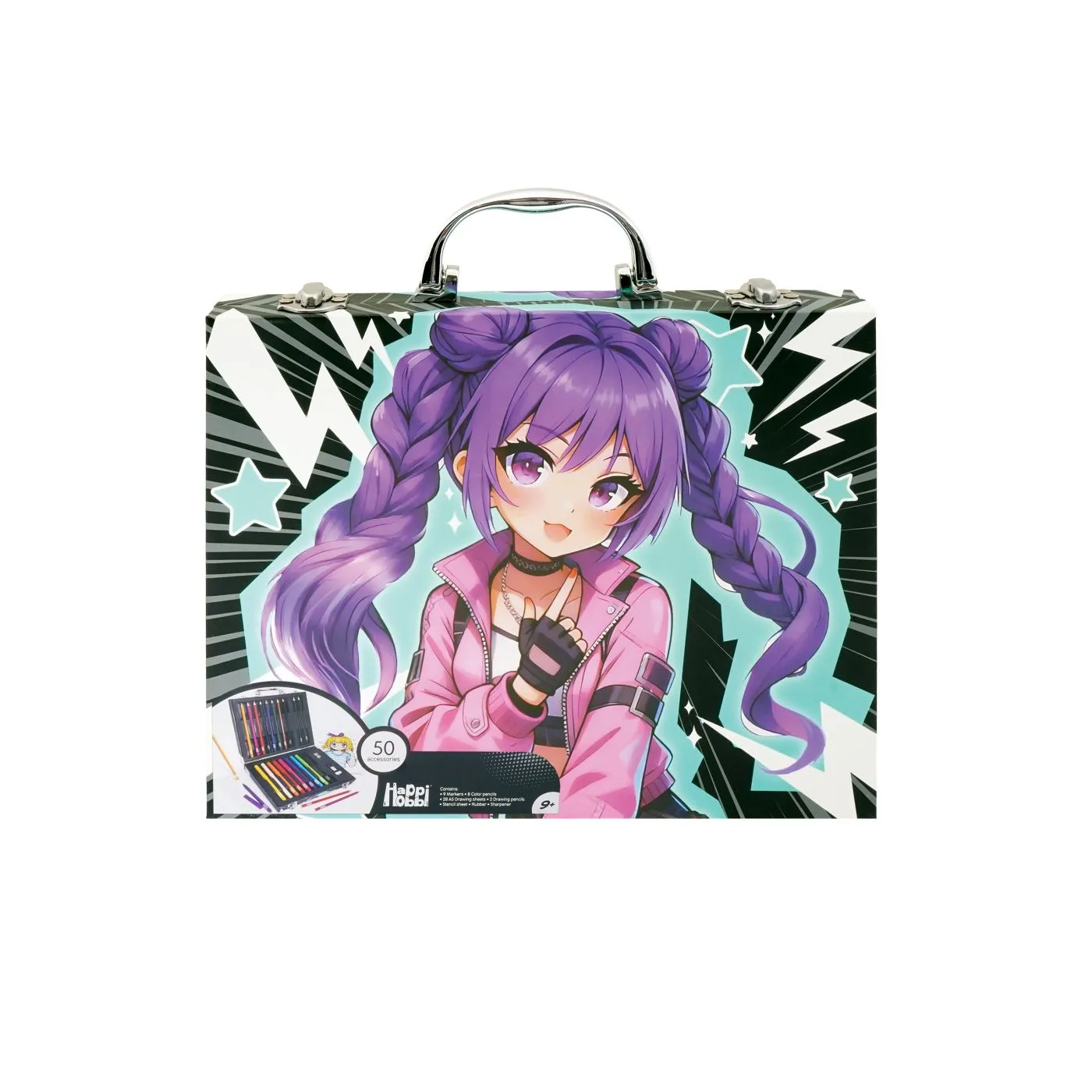 HAPPI HOBBI ART CASE SET DE DESEN DELUXE CU 50 DE ACCESORII MANGA