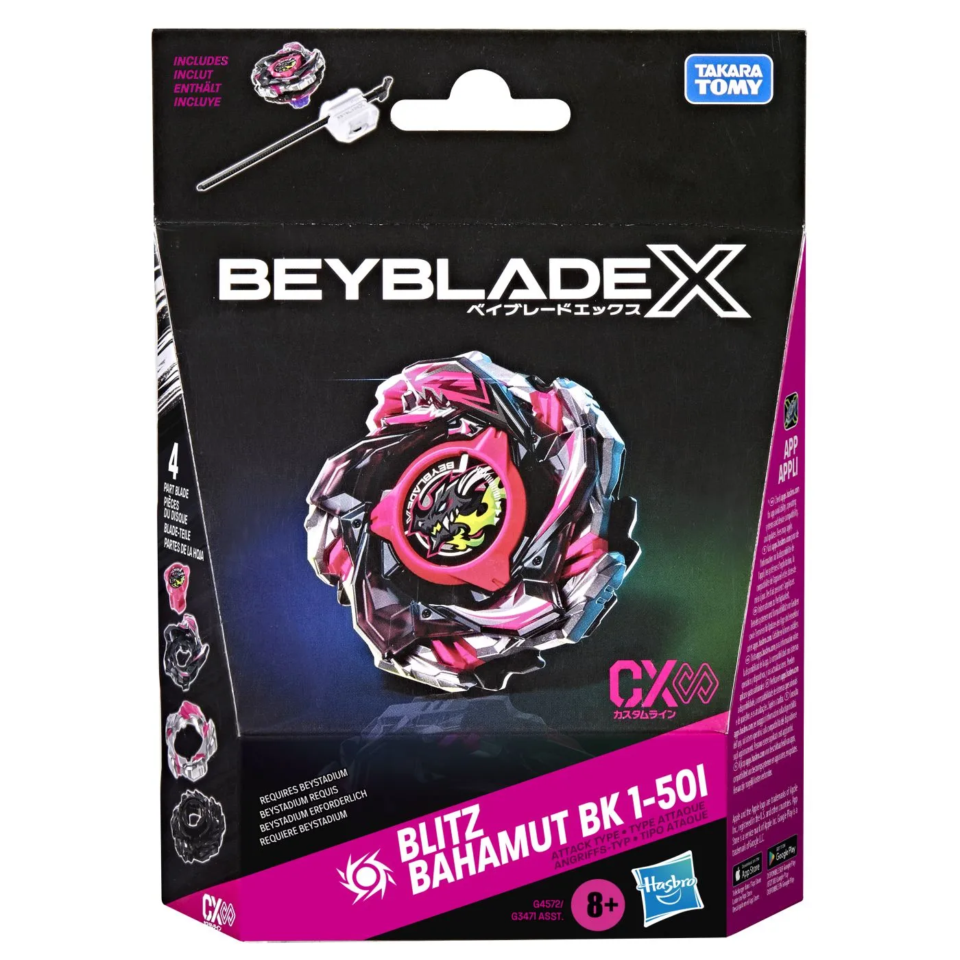 BEYBLADE X SET LANSATOR SI ROATA BLITZ BAHAMUT BK 1-50I