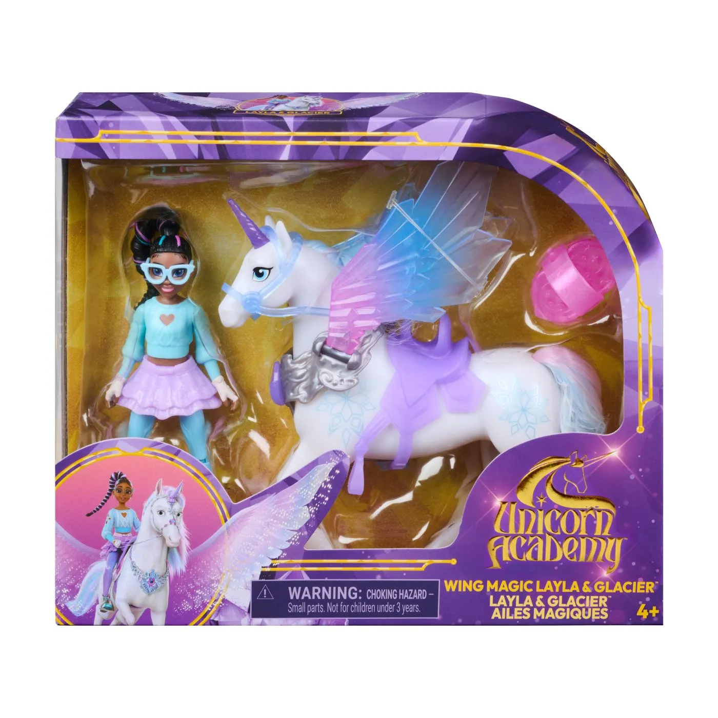 UNICORN ACADEMY SET MAGIA ARIPILOR CU PAPUSA LAYLA SI UNICORNUL GLACIER CU ACCESORII