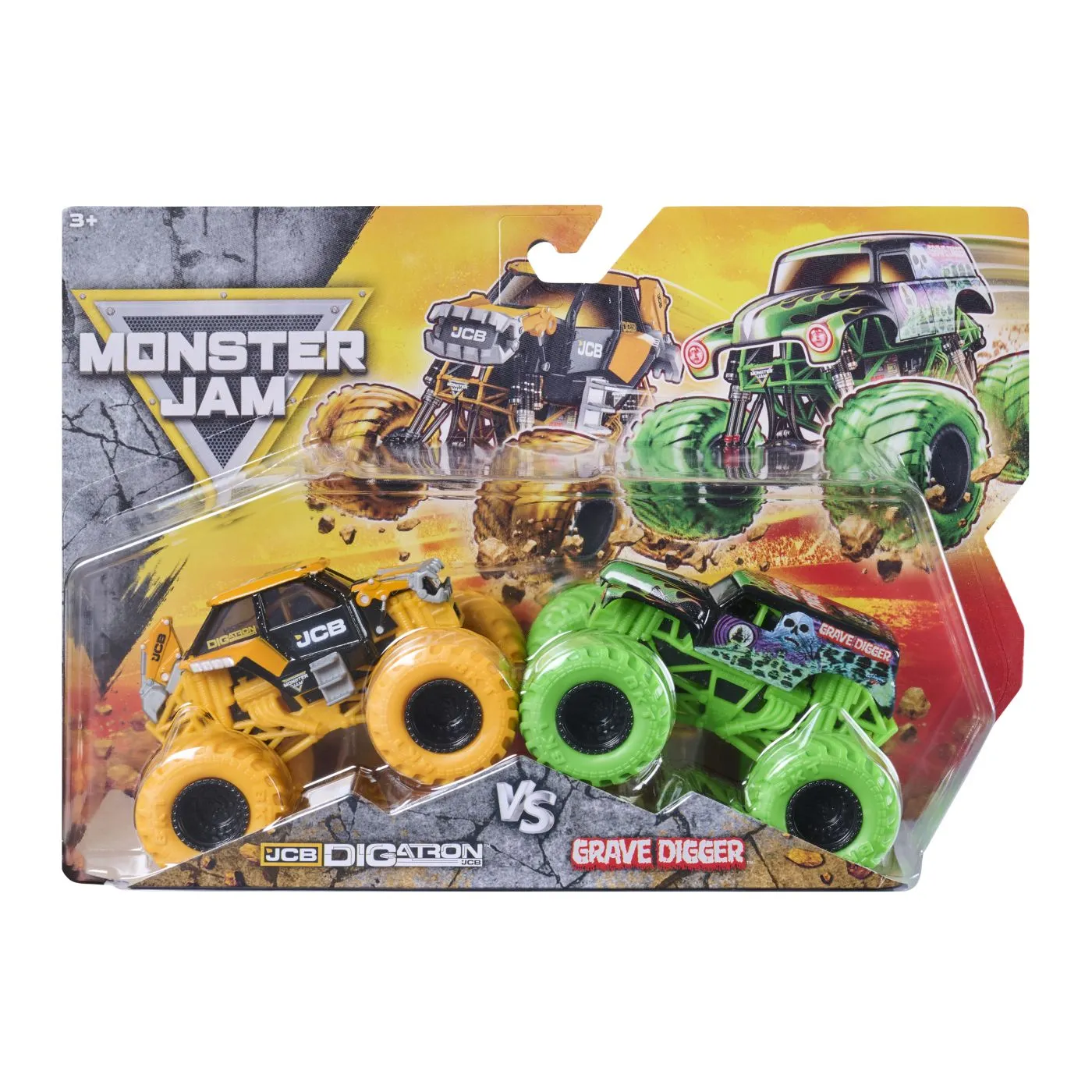 MONSTER JAM SET 2 MASINUTE METALICE JCB DIGATRON SI GRAVE DIGGER SCARA 1 LA 64 - EAN, Brand | eToys.ro