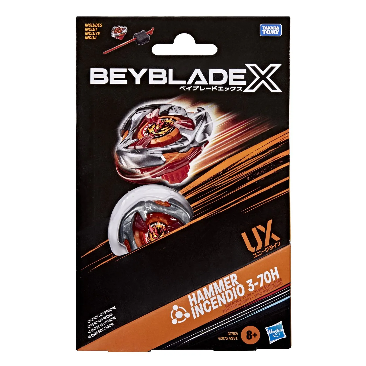 BEYBLADE X LET IT RIP SET LANSATOR SI ROATA HAMMER INCENDIO 3-70H
