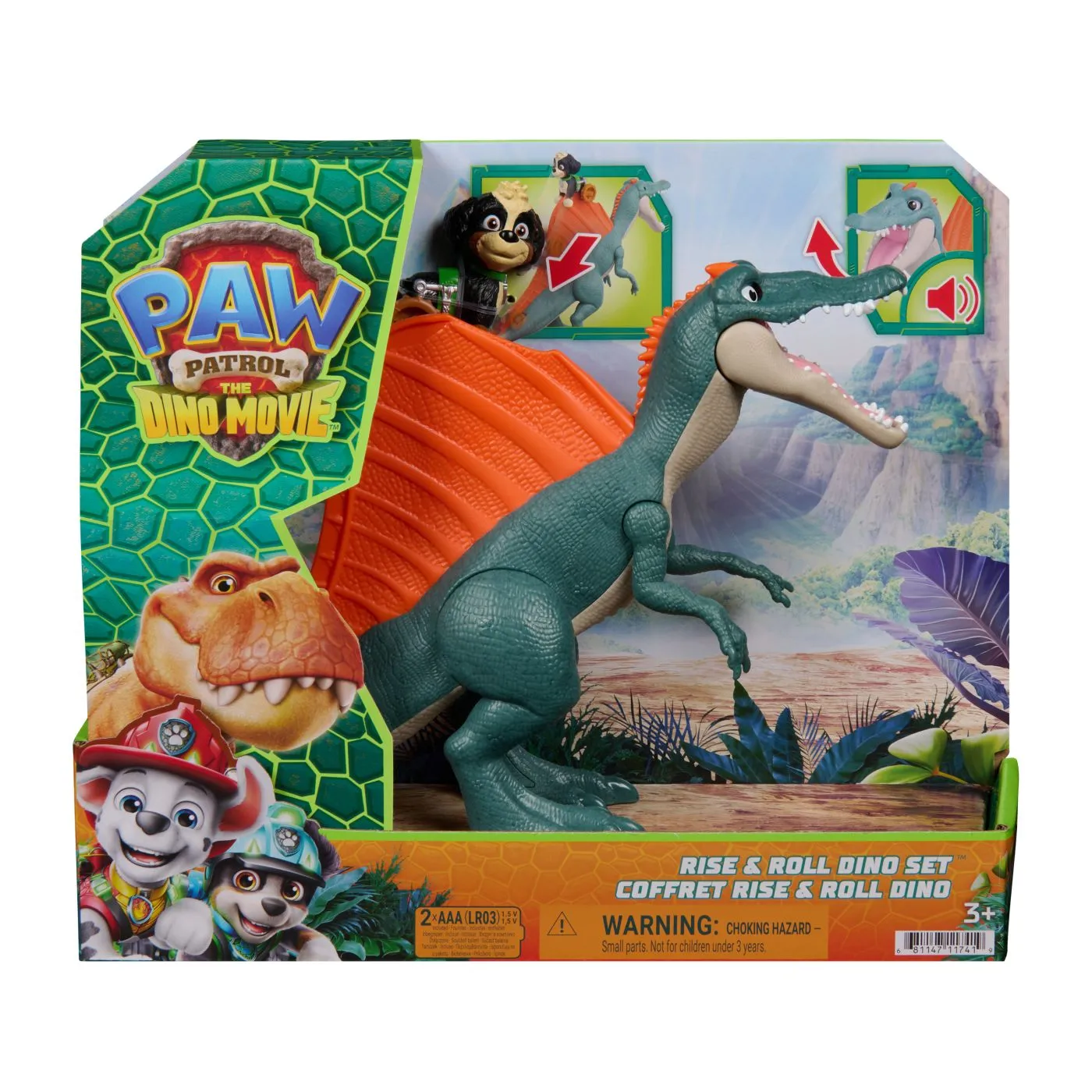 PATRULA CATELUSILOR FILMUL CU DINOZAURI SET DE JOACA DINO RISE AND ROLL CU FIGURINA