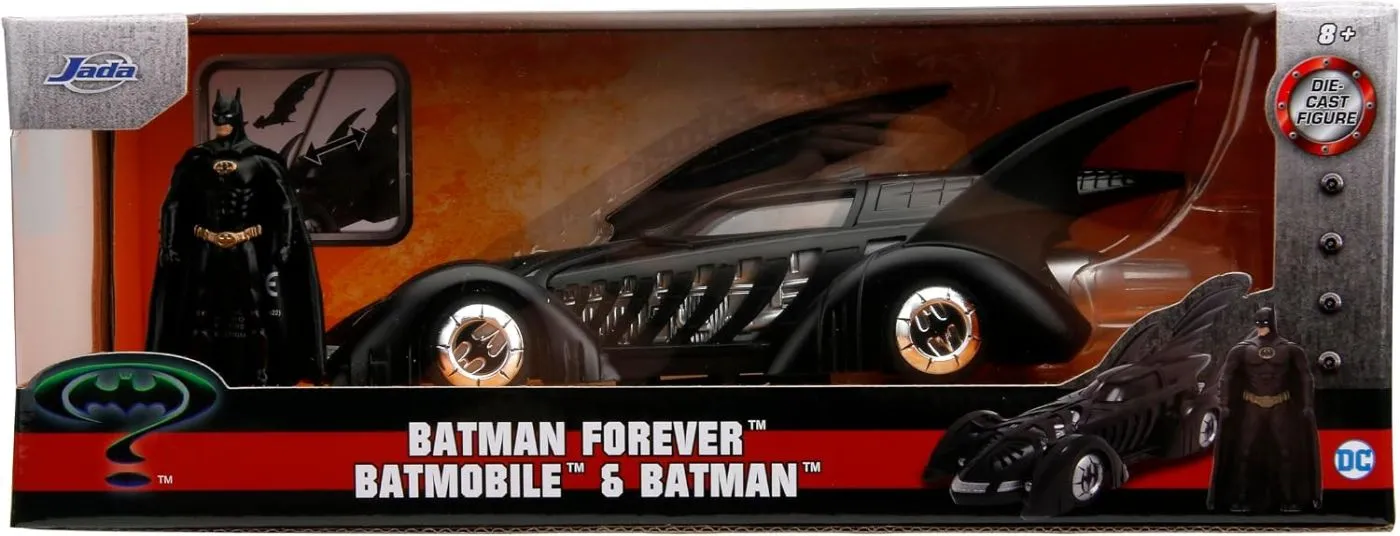 JADA DC SET BATMAN FOREVER FIGURINA BATMAN SI MASINUTA METALICA BATMOBILE SCARA 1 LA 24