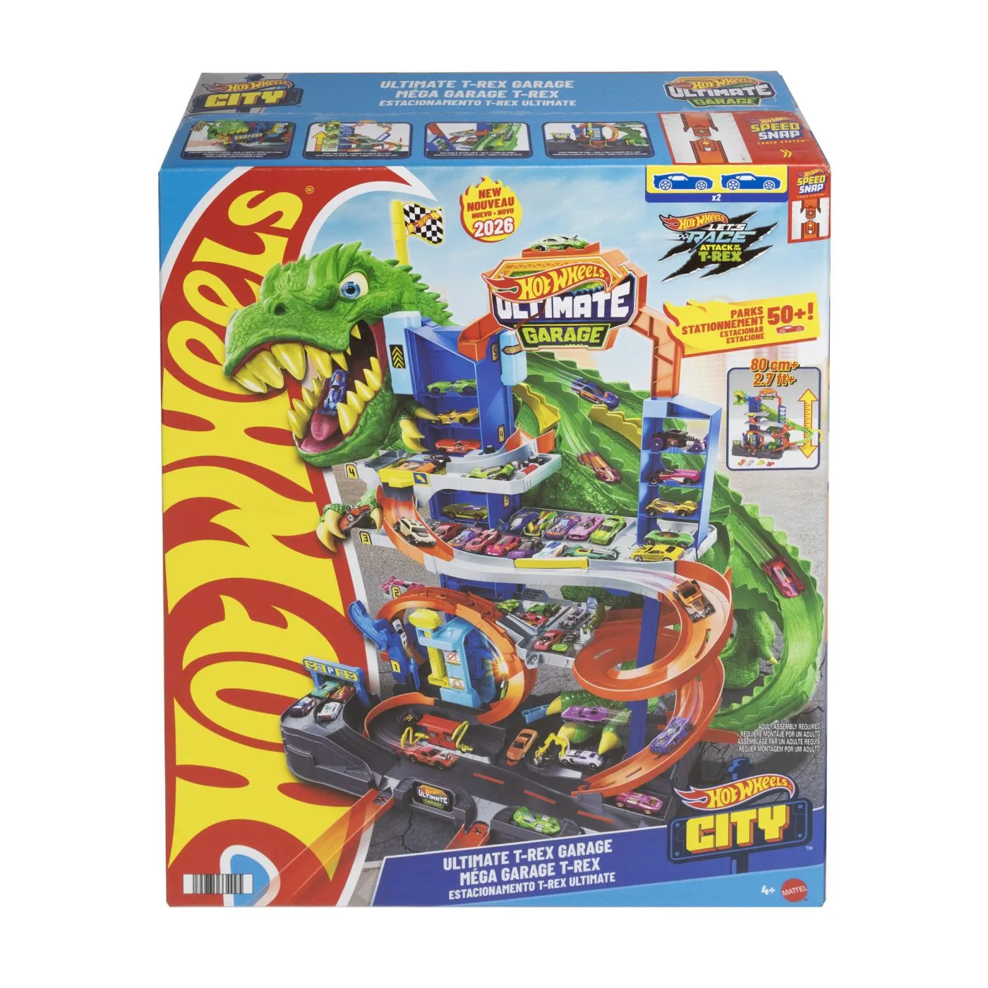 HOT WHEELS CITY SET DE JOACA GARAJ T REX SUPREM CU 2 MASINUTE INCLUSE